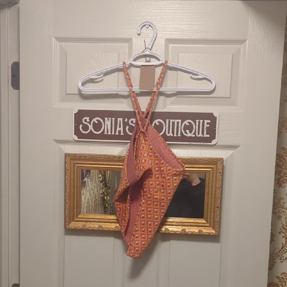 Orange Patterned Halter Top - Picture 1 of 1